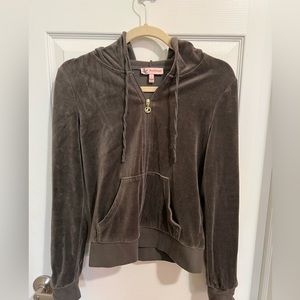 Juicy Couture Velour Zip Up in Dark Grey